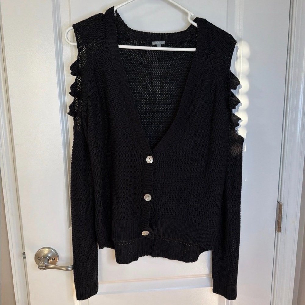 Charlotte Russe Black Cardigan with Button Details